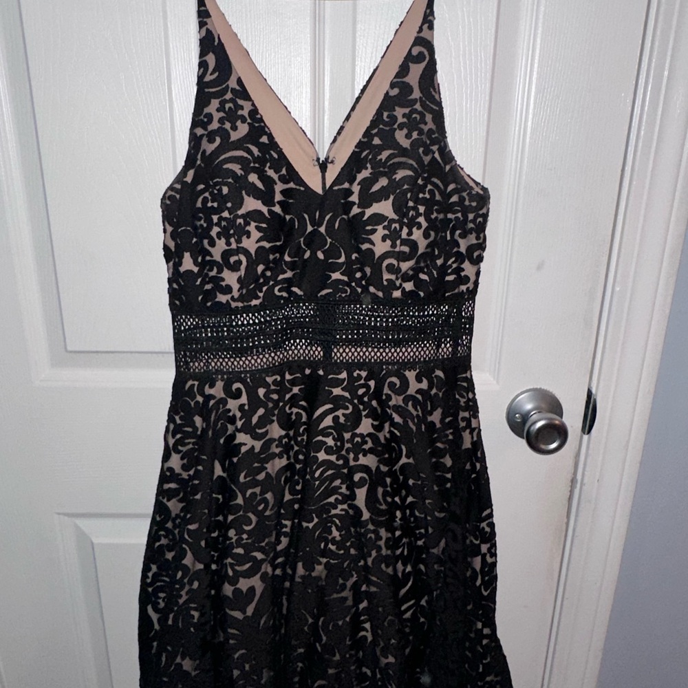 Xscape Black Lace Overlay Dress